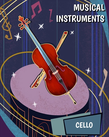 Cello Musical Instruments Badge - Poppit!™ HD