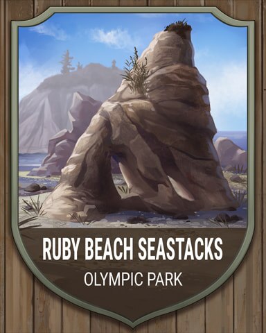 Olympic Park Ruby Beach Sea Stacks National Parks Badge - Mahjong Garden HD