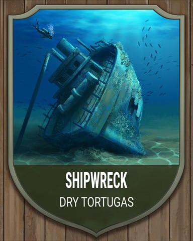 Dry Tortugas Shipwreck National Parks Badge - Mahjong Garden HD