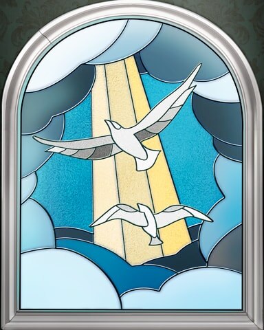 Soaring Doves Stained Glass Badge - Canasta HD