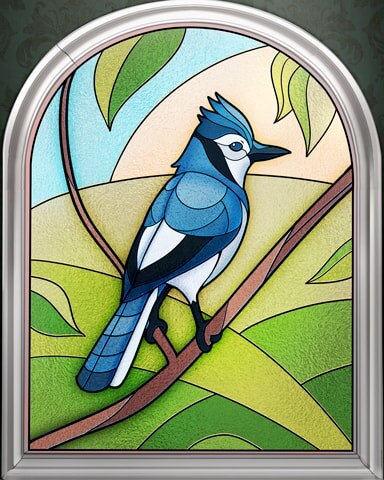 Blue Jay Stained Glass Badge - Jigsaw Treasure Hunter HD