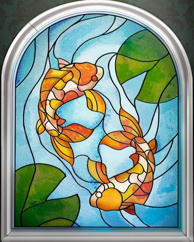 Swimming Koi Stained Glass Badge - Tri-Peaks Solitaire HD