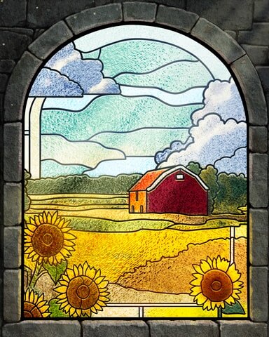 Soothing Fields Stained Glass Badge - Canasta HD