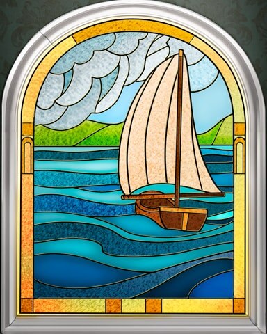 Sailing Away Stained Glass Badge - Thousand Island Solitaire HD