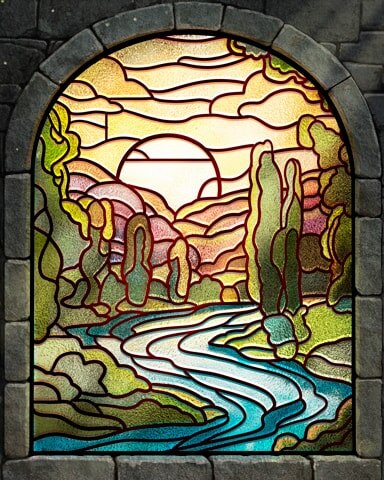 Flowing River Stained Glass Badge - Canasta HD