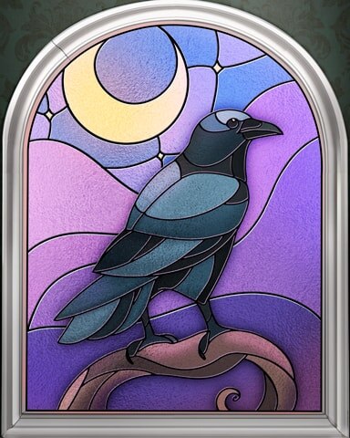 Midnight Crow Stained Glass Badge - Mahjong Safari HD