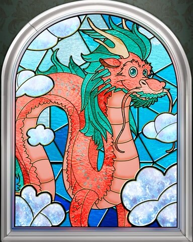 Cheery Dragon Stained Glass Badge - Pogo™ Slots