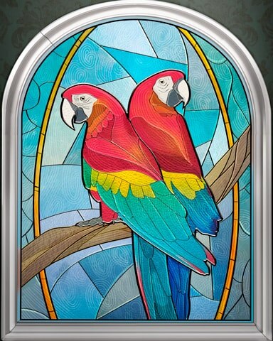 Parrot Pair Stained Glass Badge - Jigsaw Treasure Hunter HD