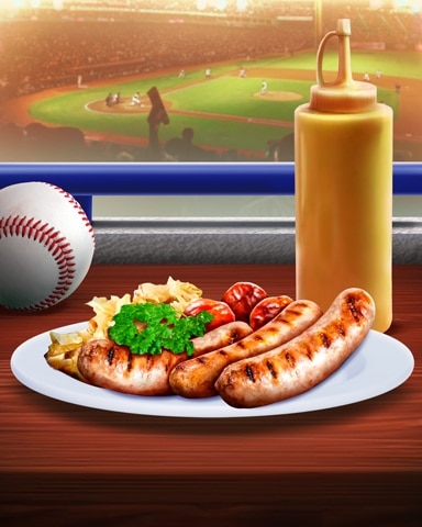 Bratwurst Tailgating Foods Badge - Rainy Day Spider Solitaire HD