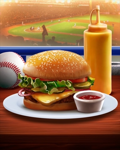 Hamburger Tailgating Foods Badge - Solitaire Home Story Hamburger Tailgating Foods Badge - Solitaire Home Story
