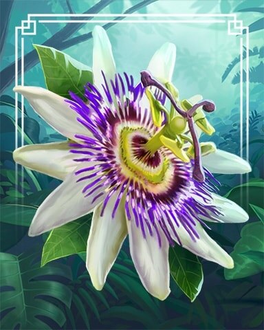 Blue Passion Flower Tropical Flowers Badge - Pogo™ Slots