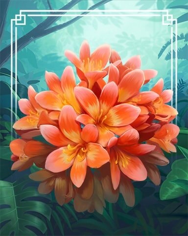Bush Lily Tropical Flowers Badge - Mahjong Garden HD