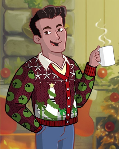 Hot Cocoa Roberto Ugly Sweaters Badge - Solitaire Home Story