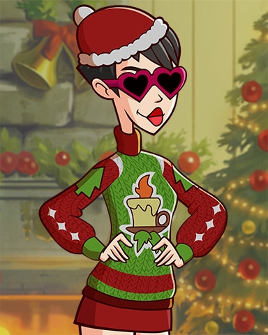 Heart Eyes Canasta Ruby Ugly Sweaters Badge - Rainy Day Spider Solitaire HD