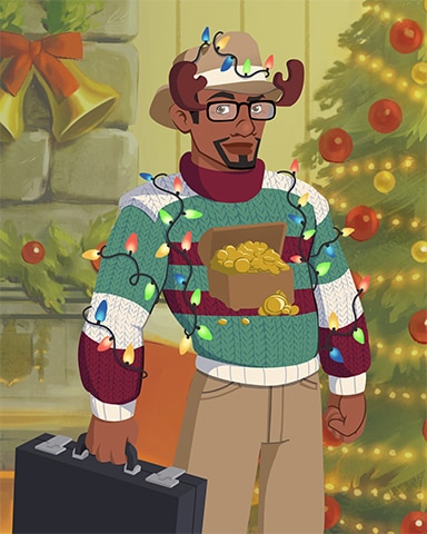 Reindeer Chase Ugly Sweaters Badge - Thousand Island Solitaire HD