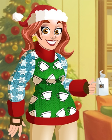 Hot Cocoa Amelia Ugly Sweaters Badge - Thousand Island Solitaire HD