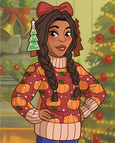 Pumpkin Nola Ugly Sweaters Badge - First Class Solitaire HD