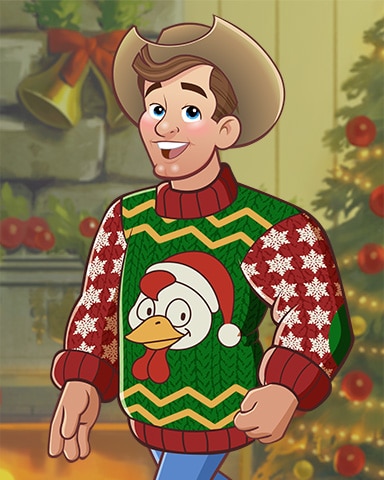 Chicken Fred Ugly Sweaters Badge - Sweet Tooth Town