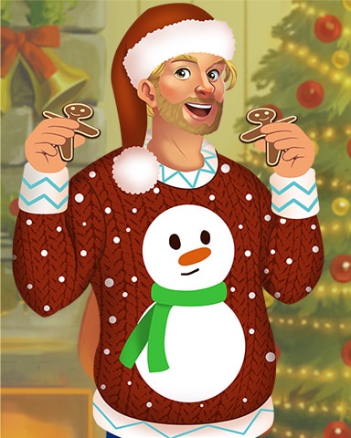 Gingerbread Nate Ugly Sweaters Badge - Pogo™ Slots