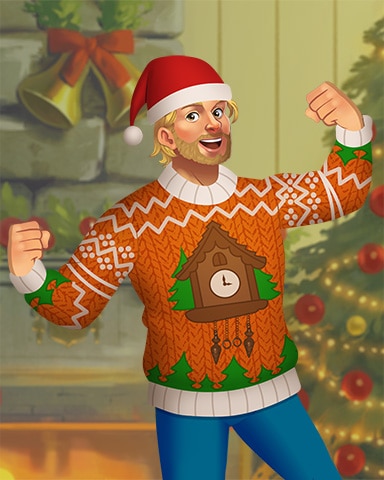Pumped Up Nate Ugly Sweaters Badge - Solitaire Home Story