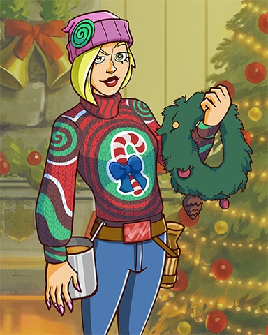 Candy Cane Marie Ugly Sweaters Badge - Trizzle