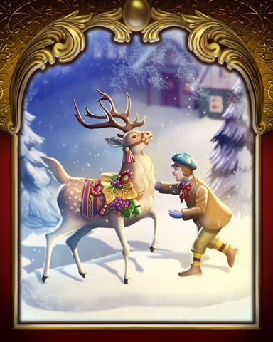 Child And Reindeer Victorian Village Badge - Rainy Day Spider Solitaire HD