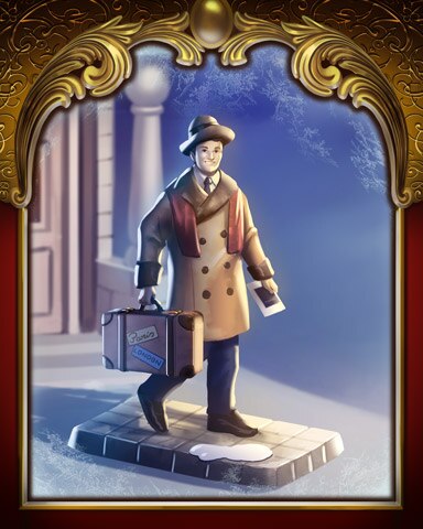 Man With Suitcase Victorian Village Badge - Word Whomp HD