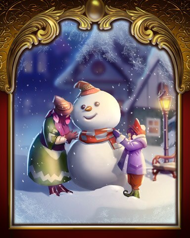 Snowman Victorian Village Badge - Mahjong Garden HD