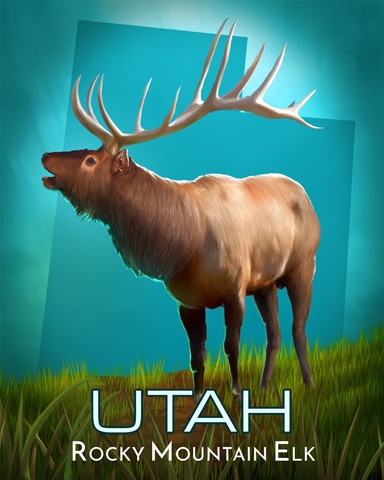 Rocky Mountain Elk Wild America Badge - World Class Solitaire HD