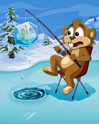 Ice Fishing Winter Activities Badge - Dice City Roller HD