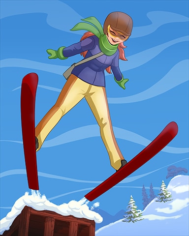 Ski Jump Winter Activities Badge - Jungle Gin HD