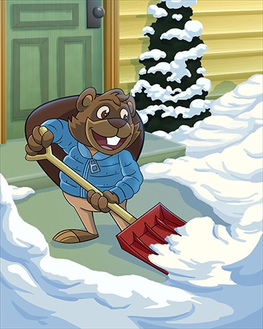 Snow Shoveling Winter Activities Badge - Rainy Day Spider Solitaire HD