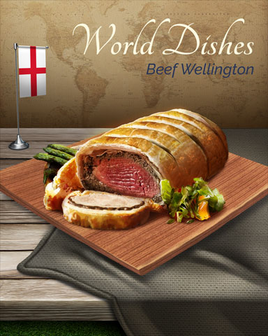 Beef Wellington World Dishes Badge - Rainy Day Spider Solitaire HD