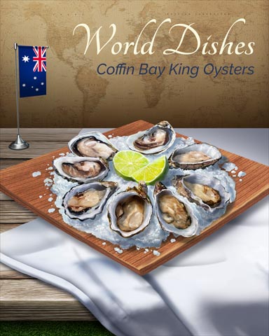 Coffin Bay King Oysters World Dishes Badge - Mahjong Safari HD