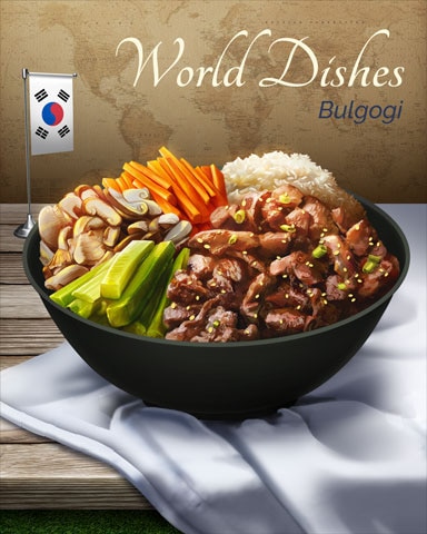 Bulgogi World Dishes Badge - Crossword Cove HD