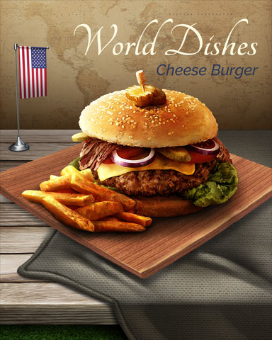 Cheeseburger World Dishes Badge - Rainy Day Spider Solitaire HD