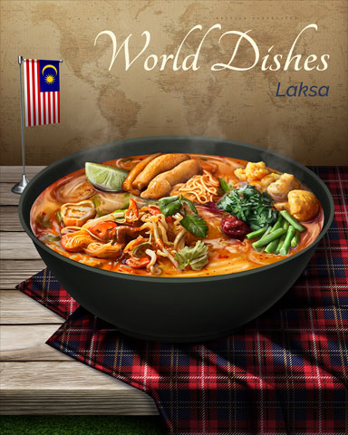 Laksa World Dishes Badge - Mahjong Safari HD