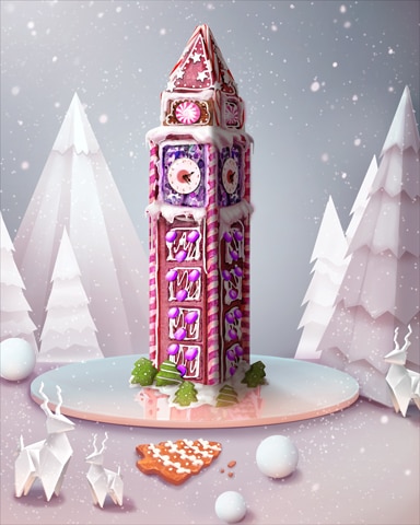Pink Clock Tower Gingerbread Badge - Poppit! Bingo