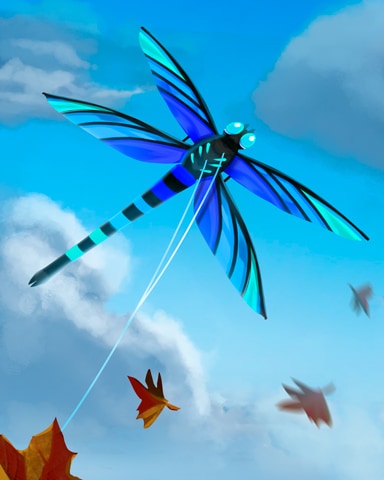 Blue-ish Dragonfly Kites Badge - Mahjong Safari HD