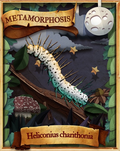 Zebra Longwing Caterpillar Metamorphosis Badge - Mahjong Safari HD