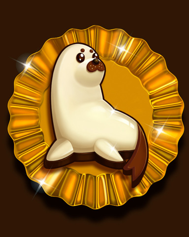 White Choco Seal Badge - Mahjong Safari HD