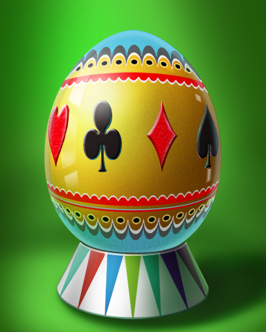 Fancy Suited Egg Badge - Jet Set Solitaire