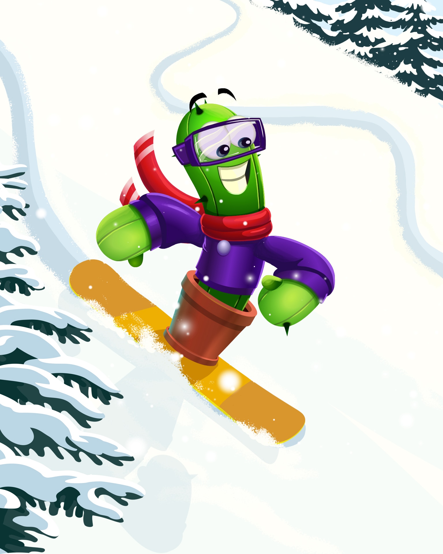 Snowboarding Succulent Badge - Poppit! HD