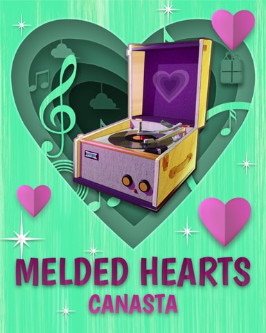 Record Player Melded Hearts Badge - Canasta HD