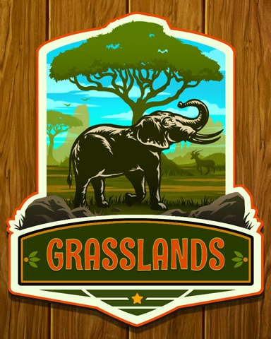 Grasslands Habitat Safari Badge - Mahjong Safari HD