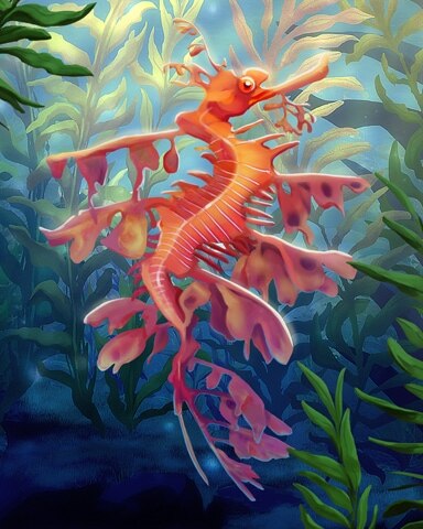 Red Leafy Seadragons Badge - Quinn's Aquarium Red Leafy Seadragons Badge - Quinn's Aquarium
