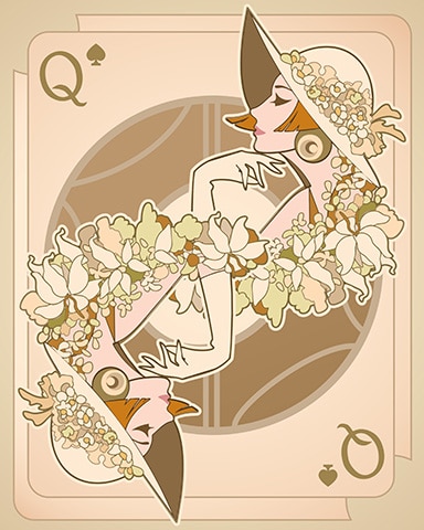 Queen Art Nouveau Cards Badge - World Class Solitaire HD