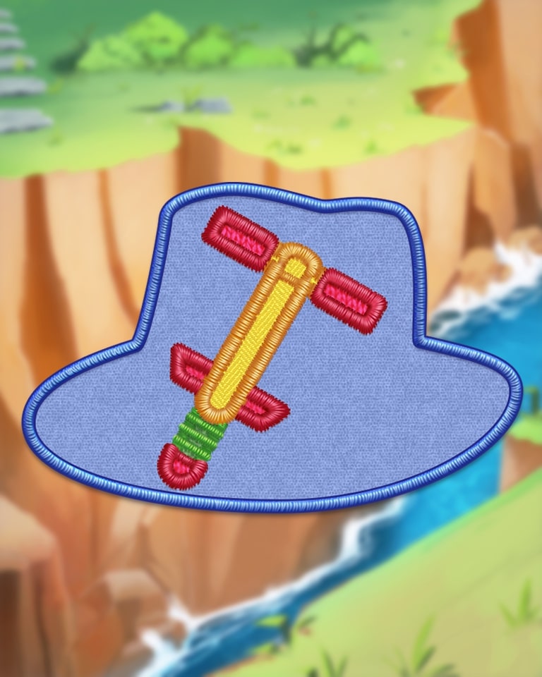 Blue Pogo Stick Badge - Bejeweled Stars