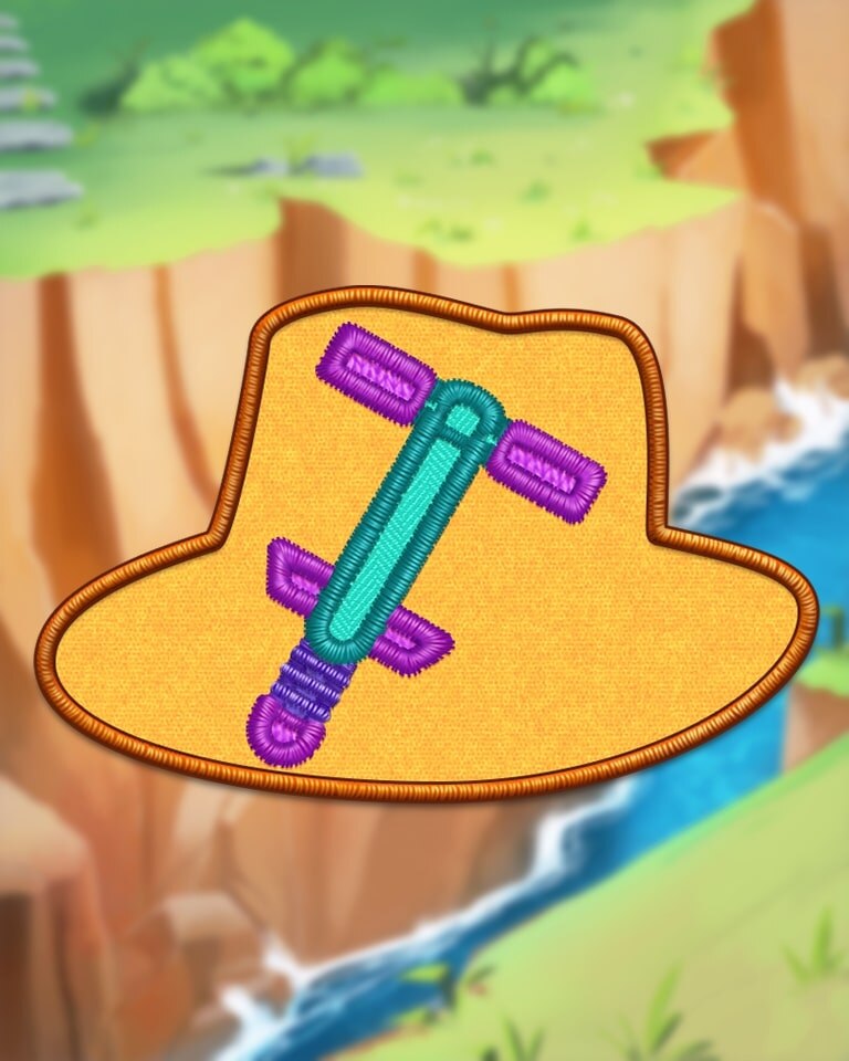 Yellow Pogo Stick Badge - Garden Blast