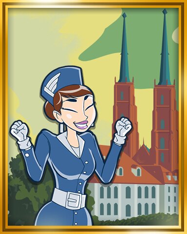 Wroclaw, Poland Extended Stay Coach Badge - Jet Set Solitaire